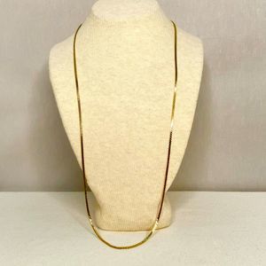 💎Gold Tone Chain Necklace Flat Herringbone Links Opera Length